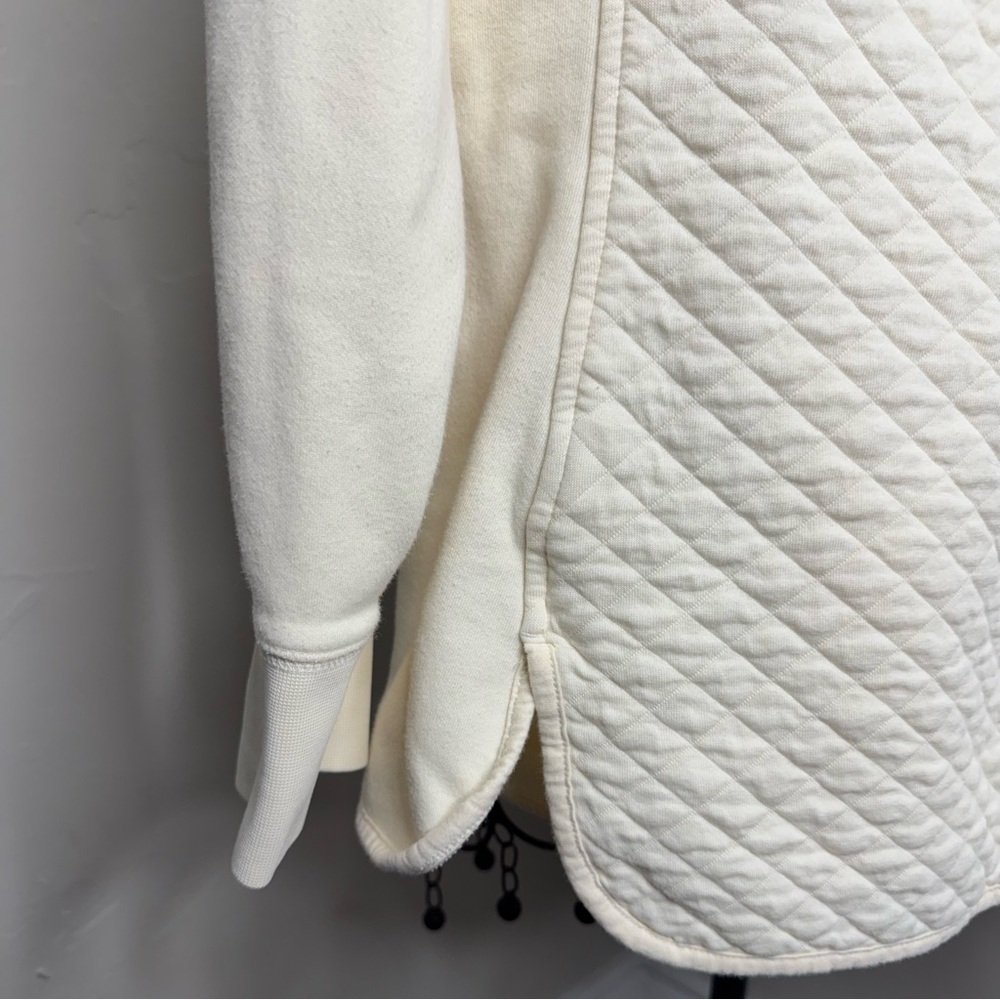 L.L. Bean Quilted Full-Zip Hoodie Lightweight Jacket Cream Mock Neck - Picture 8 of 11